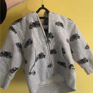Roots Kids Gray Zip Hoodie with Beaver Motif